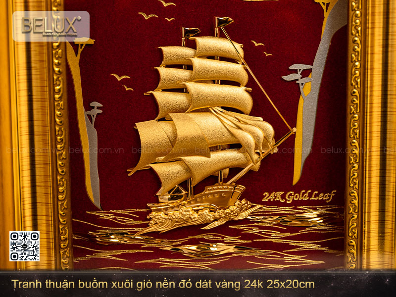 Tranh thuận buồm xuôi gió dát vàng 24k 25x20cm